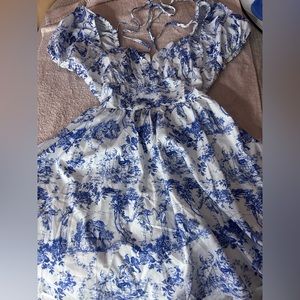 White and blue dress